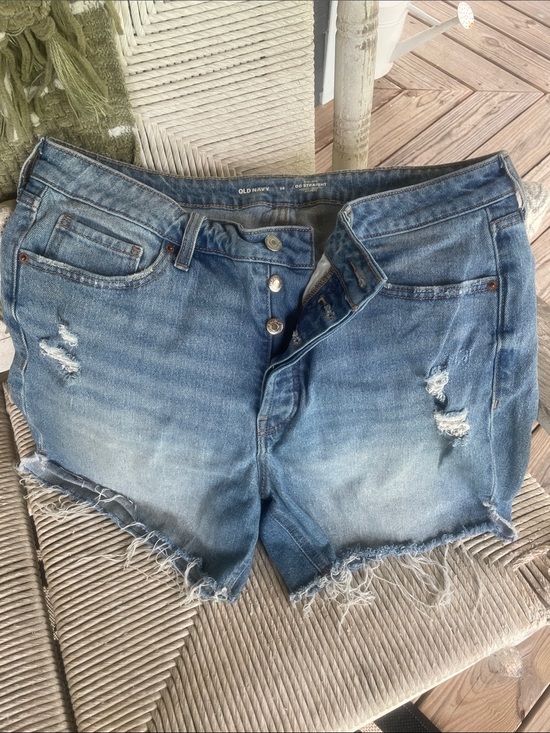 Old Navy Pants - Old Navy Blue Distressed High-Rise Denim Cutoff Shorts